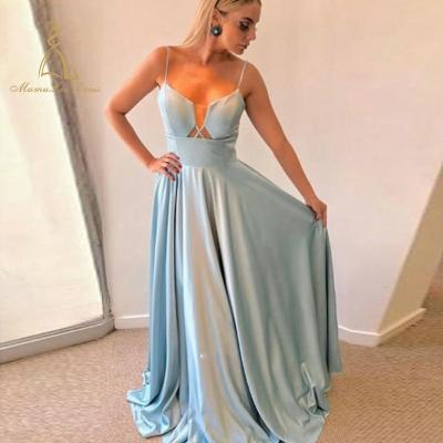 China Fashion Lady Skye Blue Suzhou Factory Wholesale Slim Bridesmaid Dress Higher Soft Spanish Style Evening Dress Dry Cleaning Price for sale