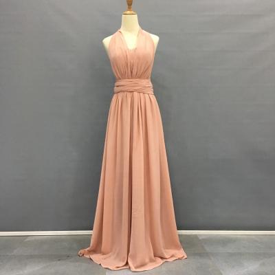 China Dry Cleaning Zipper Back Chiffon Ruched Chiffon Floor Length Convertible Multiway Bridesmaid Dress Custom Made Dress for sale