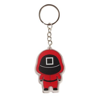 China New arrival 3d pvc squid game player keychains custom cartoon figure acrylic key chain for sale