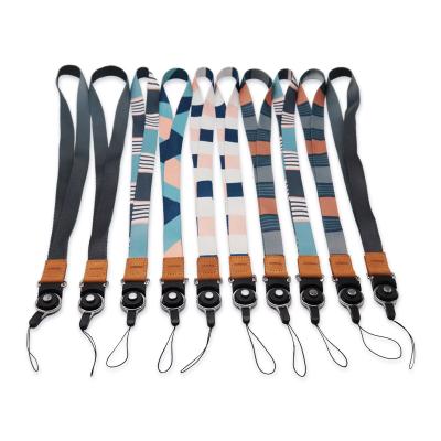 China Promotional Wholesale Custom Gift Dye Sublimation Logo Leather Lanyard Woven Thickness Leather Lanyard for sale