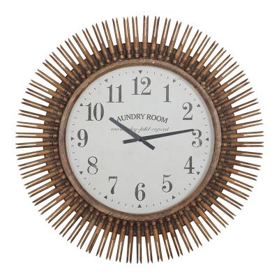 China Antique Original Handmade Room Decoration Wooden Color Brown Style Clock Antique Wooden Wall Clocks for sale