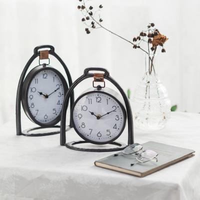 China LUMINOVA Metal Desk Clock Table Clock Chinese High Quality Custom Decorative Small Clock Needle for sale