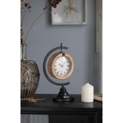 China Nordic Style Home Furnishing Antique Style Desk Ornament Globe Decoration Round Table Clock Desk Clock for sale