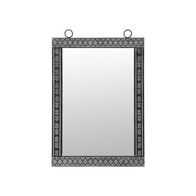 China Nordic Scandinavian Black Decorative Wall Mirror Farmhouse Decor Wooden Rectangle Mirror for sale