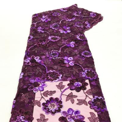 China Other Cord Sequin Flower Pattern Embroidery Tulle Floral Lace Sequins Lace Up For Dress Fabrics for sale