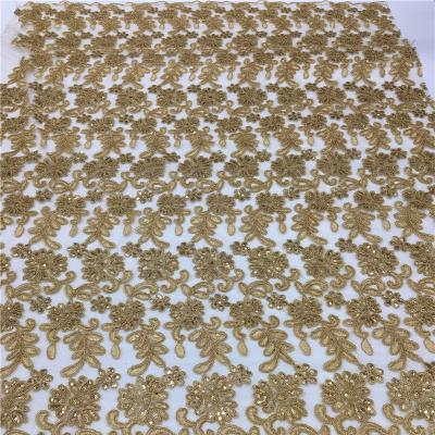 China Viable Corded Embellished Lace Fabric Gold Sequin Fabric 1.2cm Black Glitter Sparkle Lace Fabric With Sequins for sale