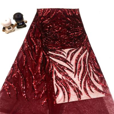 China Sequin Polyester Sequin Viable Semi-Sheer Embroidery Fabric Net Fabric for sale