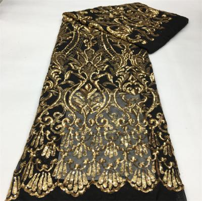 China Hot Selling African French Net Print Flower Lace Fabric Sequins Embroidery Lace Fabric Shrink-Resistant for sale