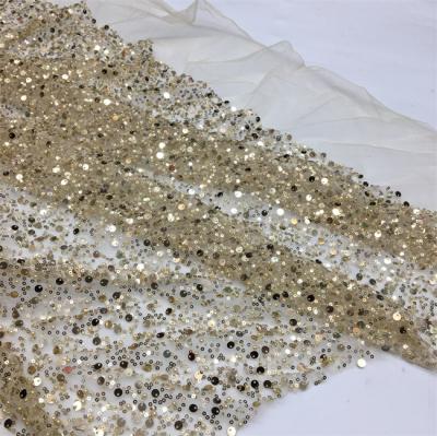 China Other Manufacturer French Lace Bridal Crystal Sequins Heavy White Embroidery Beading Sequins For Wedding for sale