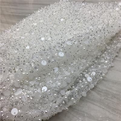 China Luxury Sequin Tulle Teardrop Sequin Fabric Ladies Beaded Sequin Top Sequin Fabric Viable Luxury Sequin Lace Fabric For A Dress for sale