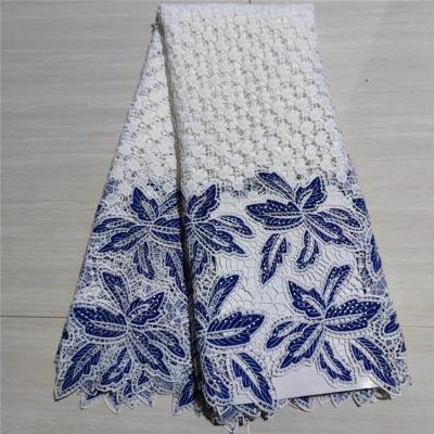 China Viable hot selling white sequin 3d sequin lace fabric flat lace fabric for sale