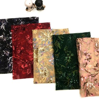 China 2019 New Fashion Sequin Mesh Flat Colorful Fabric Embroidery Colorful Shimmer Sequin Wall Panel for sale