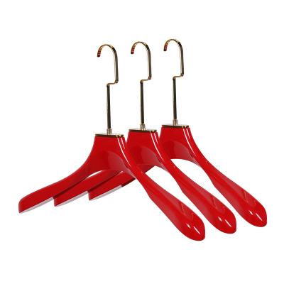 China Non-slip hangers with hooks luxury red acrylic hanger with hangers gold clear high quality plastic hooks for sale