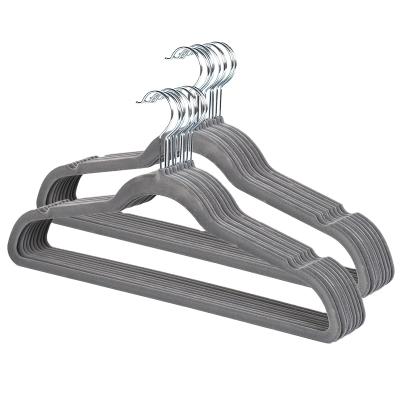 China New Classic/Postmodern Wholesale Non Slip Assembled Velvet Garment Hangers Coat Clothing Rack for sale