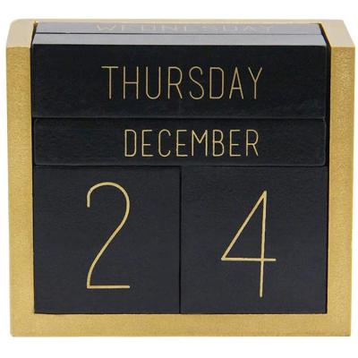 中国 Wooden Perpetual Calendar, Wooden Block Daily Calendar Game Gift Box Office Desk Accessories (Black) 販売のため