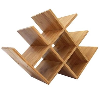 China 8-Bottle Bamboo Luxury Wine Glass Holder Countertop Wine Rack 100% Natural Bamboo Handmade à venda