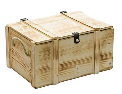 China 2-Bottle Vintage Grey Storage Wooden Wine Box With Locking Latch Rope Handle for sale