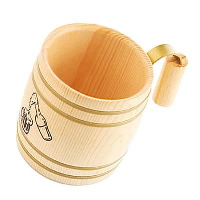 China Hot Wooden Beer Mug High 	Wine Storage Barrel Wooden Tankard With Brown Box for sale