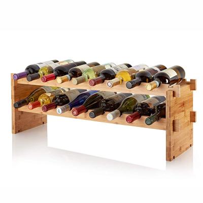 Chine Wholesale Customized Stackable Bamboo Wooden Countertop Wine Rack For Bar, Wine Cellar, Basement, Cabinets, Pantry à vendre