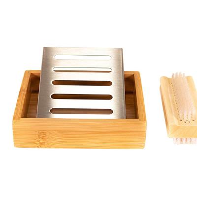 중국 2021 New Stainless Steel Wooden Bulk Wholesale Custom Holder Spa Friendly Travel Bamboo Soap Dish 판매용