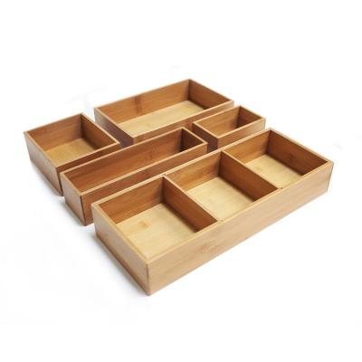 China 2021 New Bamboo Crate Storage Box Organizer Set Storage Organizer Divider For Office Desk Supplies And Accessories Te koop