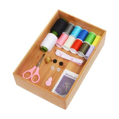 China 2021 new design Custom Wooden Sewing Basket Sewing Box with Sewing Kit Accessories Vintage Organize Tray en venta