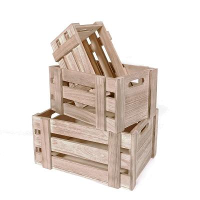 China 2021 new Natural Unfinished Wood Crate Box Wooden Storage Fruit Crate Decorative Storage Wooden Crates Te koop