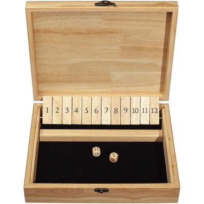 China Deluxe Natural Wooden Shut The Game Gift Box Dice Game, Natural Solid Small Rectangle Wooden Box Game for sale