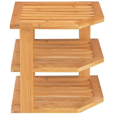 China Bamboo Corner Shelf 3-Layer Kitchen Bamboo Rack For Tableware, Countertops, Dishes, Cabinets And Pantry Organization à venda