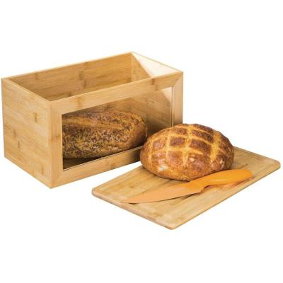 Κίνα Kitchen Eco-Friendly Bamboo Food Storage Box With Hinged Lid And Transparent Front Window Trash Can προς πώληση