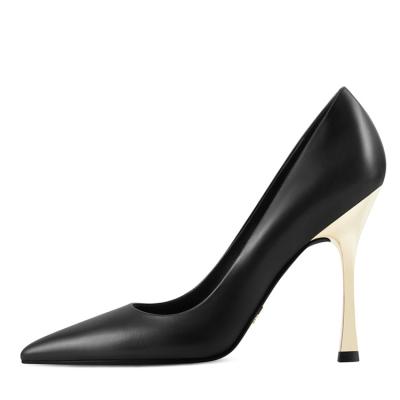 China Height Increasing Women's Vegan Matte PU Leather Ladies Pumps Headed Toe High Heel Stiletto Dress Pump Shoes Women for sale