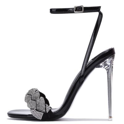 China Increasing Waist Fashion Rhinestone Strap Women Heel Sandals Clear Heels For Ladies Sexy High Heel Fashion Party Sandals for sale