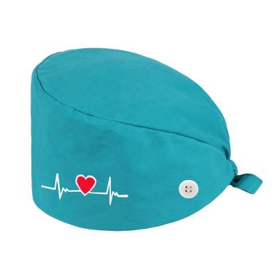 China Customized Breathable Comfortable Dental Hat Hospital Nurse Work Hat Cotton Unisex Adjustable Care Beauty Surgical Scrub Hat for sale