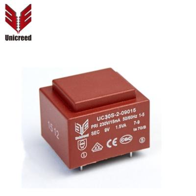 China Power Xiamen Unicreed Electronics 230v to 9v 1.5va EI30 Encapsulated Transformers for PCB Rack for sale