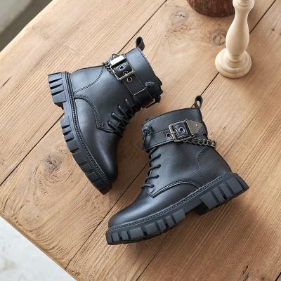 China Massage Fashion Designer Winter Fall Ankle Platform Leather Child Big Boys Fight Black Girl Kids Martin Boots For Children for sale