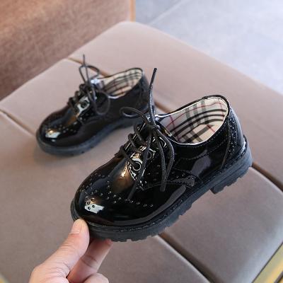 China Round 2020 British Style Girl School /Uniform Black Leather Back To School Children Kids Toddler School Shoes For Girls And Boys for sale