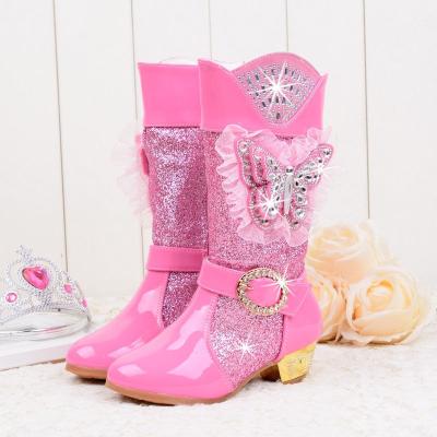 China Elsa Crystal Winter Heel Boots Children Frozen Glitter Girl Botas Para Bebes Quentinhas Massage Snow Shoes Outdoor For Kid for sale