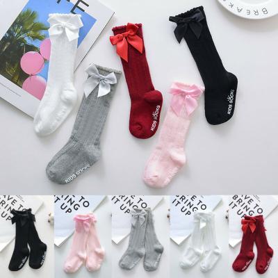 China 2021 Autumn Cute Winter Novelty Knee High Cotton Non Slip Floor Gripper Breathable Silicone Anti Slip Child Kid Baby Knocks With Bow for sale