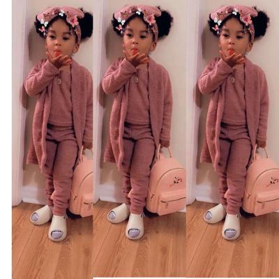 China Thermal Kids Fall Clothing 2021 Autumn Winter Warm Clothes Soft 4 Piece Set For Girls Kids Winter Sleepwear Pajamas Girls Sleepwear for sale