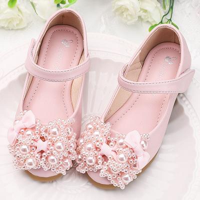 China Light Bling Shiny Sandals Kids Dress Flower Girl Pearl Princess Kids Performance Shoes Flower Girl Bowknot for Pageant for sale