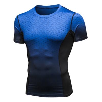 China Men's Gym Fitness Workout Breathable Compression Shirt Short Sleeve T-Shirt for sale