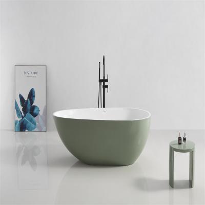 China Durable Acrylic Deep Soak Oval Stand Alone Smooth Center Solid Surface Drain In Various Color/Matte Adult Tub for sale