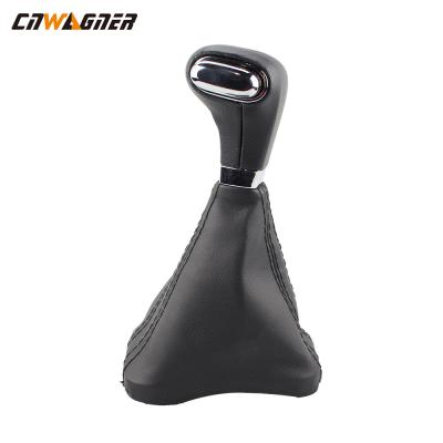 China Custom Wood Grain Car Genuine Leather Boot Speed 5 Automatic Gear Shift Lever Knob For VW GOLF TIGUAN Bora for sale