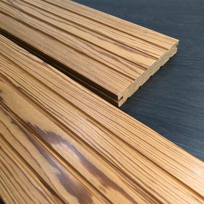 China Modern Pine Carbonized Exterior Flooring Thermowood House Decoration Thermowood Wood Panels for sale