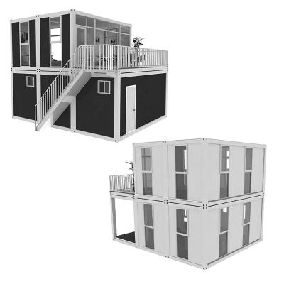 China Light Modern Luxury Steel Two Storey Prefab Container House With Balcony Outdoor Cabins Suitable For Home And Office Living for sale