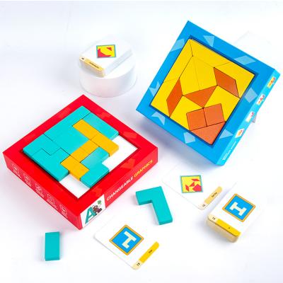 China Wooden Geometric Puzzle Children's Early Education Building Block Educational Toys for sale