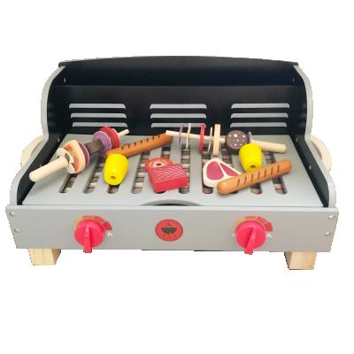 China Kids Kitchen Pretend Wooden Play Set Kids Barbecue BBQ Grill Toys For 3+ 32*45*22cm for sale