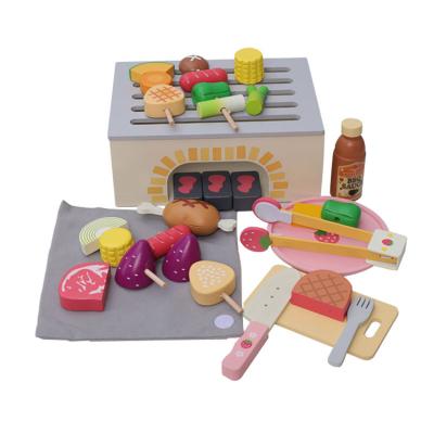 China Wooden Educational Wooden House Children's Baby Play Set BBQ Simulation Toy Kitchen Toys for sale