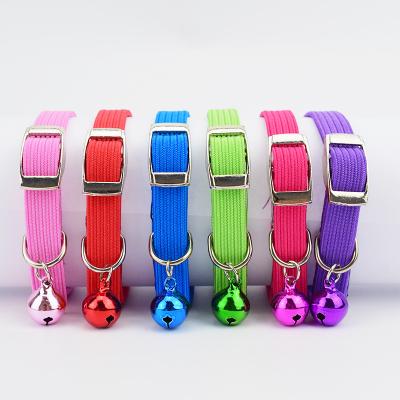 China Custom Pure Color Polyester Cat Adjustable Elastic Bell Collar Pet Pet Anti-lost Pet Supplies for sale