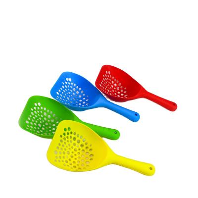 China Round Hole Cat Litter Scoop Plastic Hollow Cat Litter Cat Poop Scoop Candy Color Factory Direct Sale Stabilized Cats Pet Feeds Large for sale